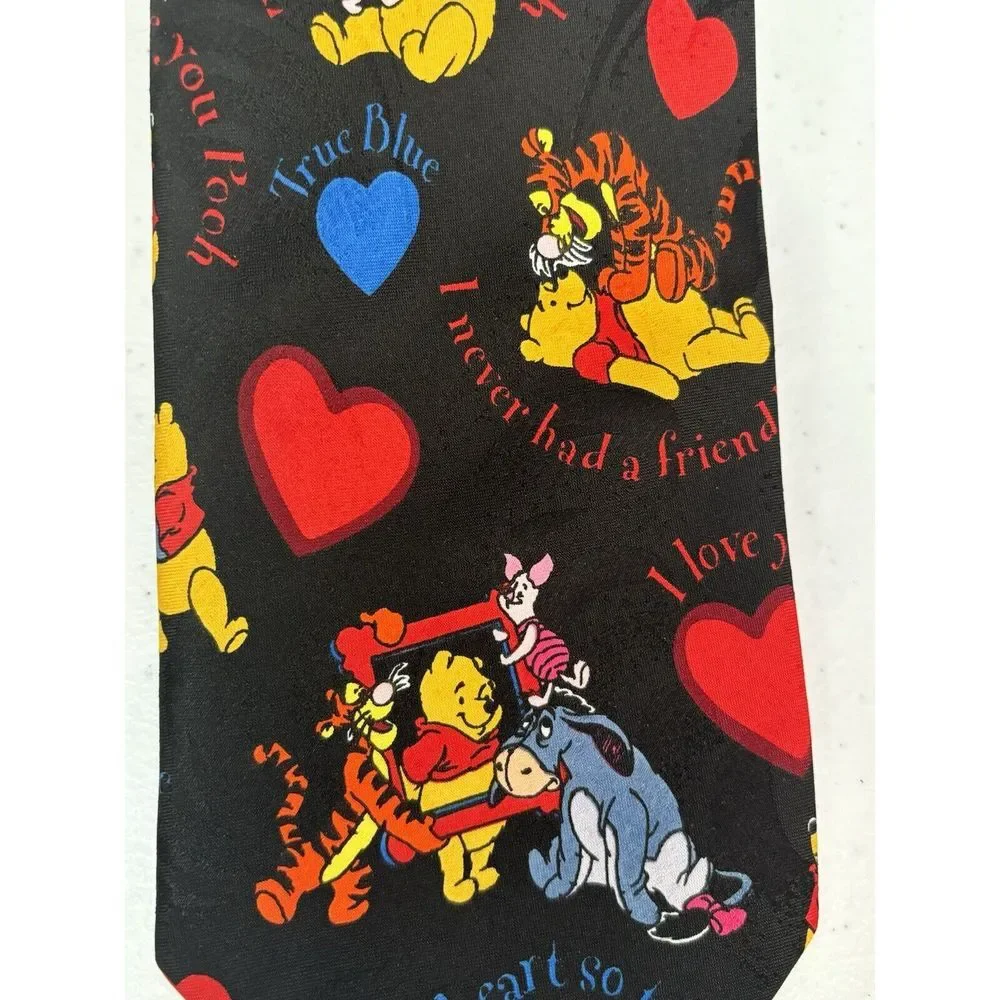 Disney Winnie The Pooh Men's Black‎ Blue Red Hearts Tigger Eeyore Piglet Tie